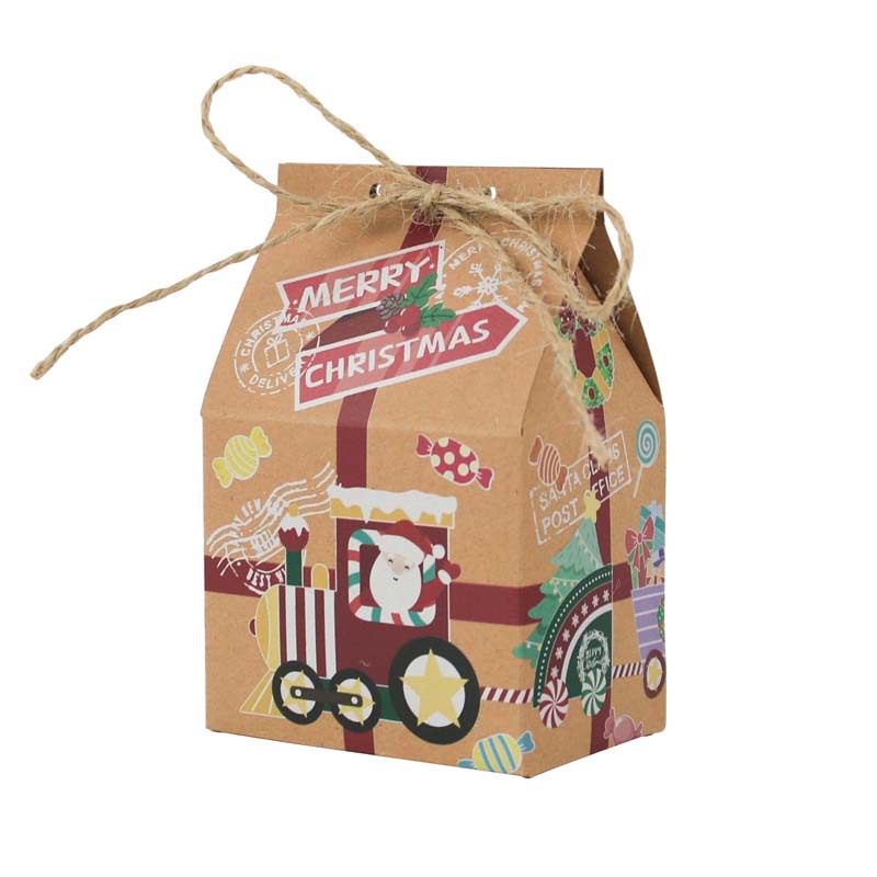 kraft Paper Merry Christmas Gift Packaging Bags Portable Boxes Advent Calendar Decorations Children Festive Candy Sugar Chocolate Party Favor Santa Claus Case