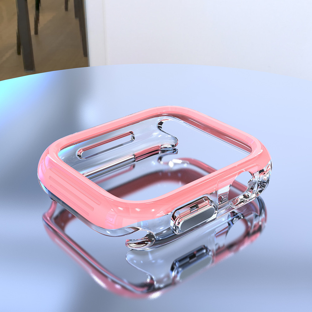 Modefärg TPU Titta på skyddsfodral för Apple Watch Series 4 5 6 7 8 9 Ultra2 41mm 44mm 45mm 49mm Transparent Anti Fall PC Cover