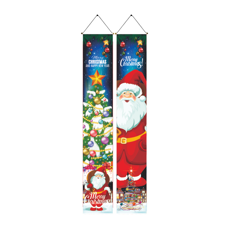 180x30 cm Bandiere di ornamenti natalizi Babbo Natale nano Benvenuto Porta Banner Tessuto in poliestere 100D Appeso Decorazione Banner SDJ202101666