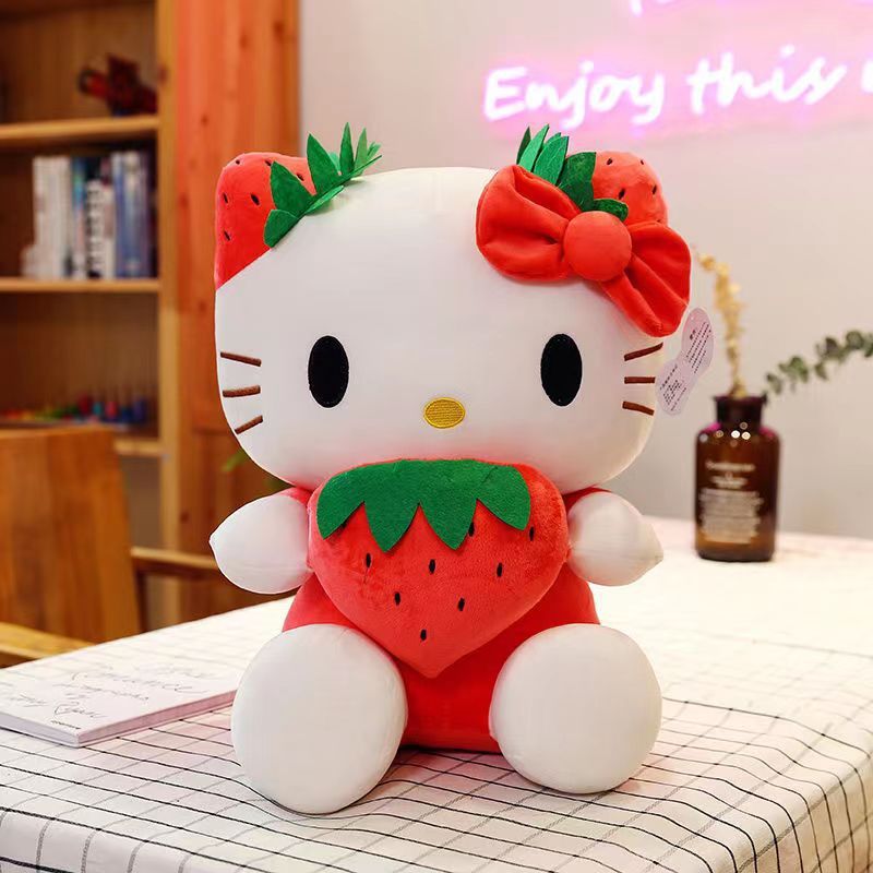 Anime Peluche Animaux Jouet Mignon Chat Coeur Fraise Kitty Poupée Enfants Playmate Décoration De La Maison Garçons Filles Anniversaire Fête Des Enfants Noël 2 Style 22 cm DHL