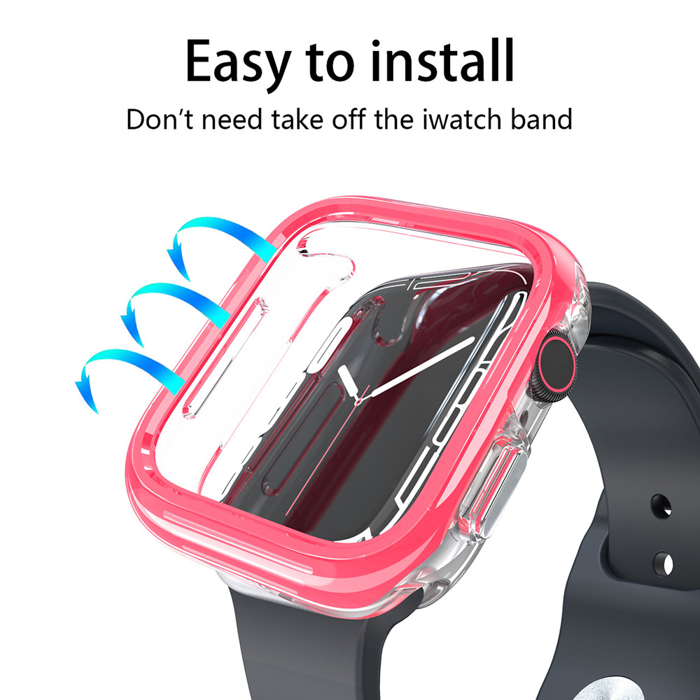 Modefärg TPU Titta på skyddsfodral för Apple Watch Series 4 5 6 7 8 9 Ultra2 41mm 44mm 45mm 49mm Transparent Anti Fall PC Cover