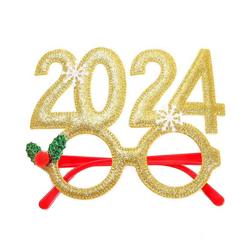 2024 God julglasögon ansiktsmask täcker ram barn leksaker gott nytt år xmas party dekorationer glasögon bås rekvisita levererar barn present festlig prydnad