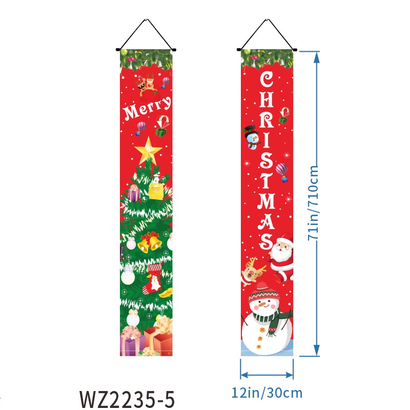 180x30 cm Kerst Vlaggen Gecontroleerd Nieuwjaar Deur Party Banner 100D Polyester Stof Opknoping Decoratie Banners WZ2235