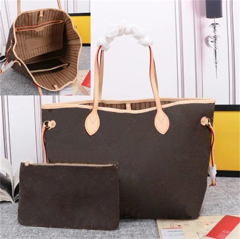 Tote bag Designer bags wallet Fashion Totes Leather messenger shoulder handbag Women Bags High Capacity Composite Shopping bagss old flower never Brown lattice MM