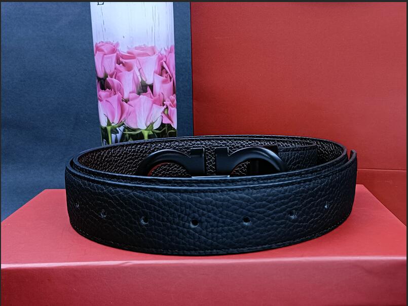 Klassisk FL Smooth Leather Belt Luxury Belts Designer för män Big Buckle Male Chastity Top Fashion Mens Wholesale
