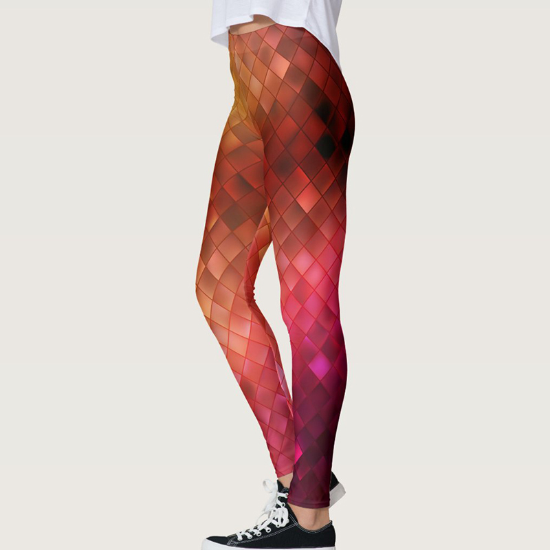 PLAID Tryckt fitness leggings Push Up Women Sports Legins Yoga Running Pants Elastic Polyester Tights