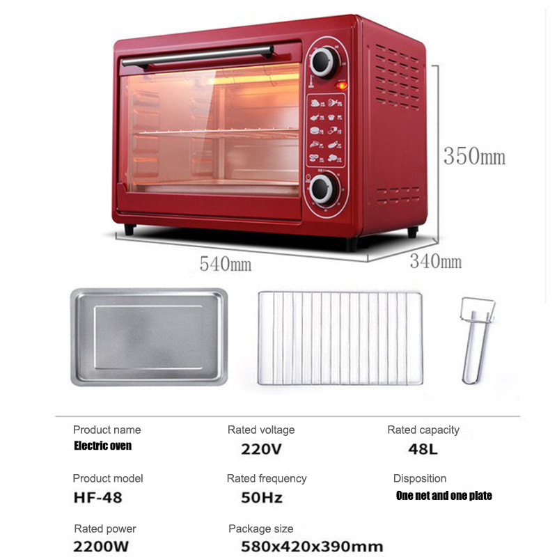 y-9 Nero 48L Forno Elettrico Domestico Multifunzione 220V Spina EU/KR Forno Grande 2200W