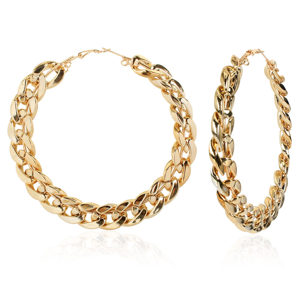 Этнический стиль, 18-каратное золото, посеребренные большие серьги-кольца для женщин, преувеличенная большая цепочка, круглые серьги-кольца, большой размер, бордюрный обруч, обруч для ушей, ювелирные изделия в подарок, 8 см