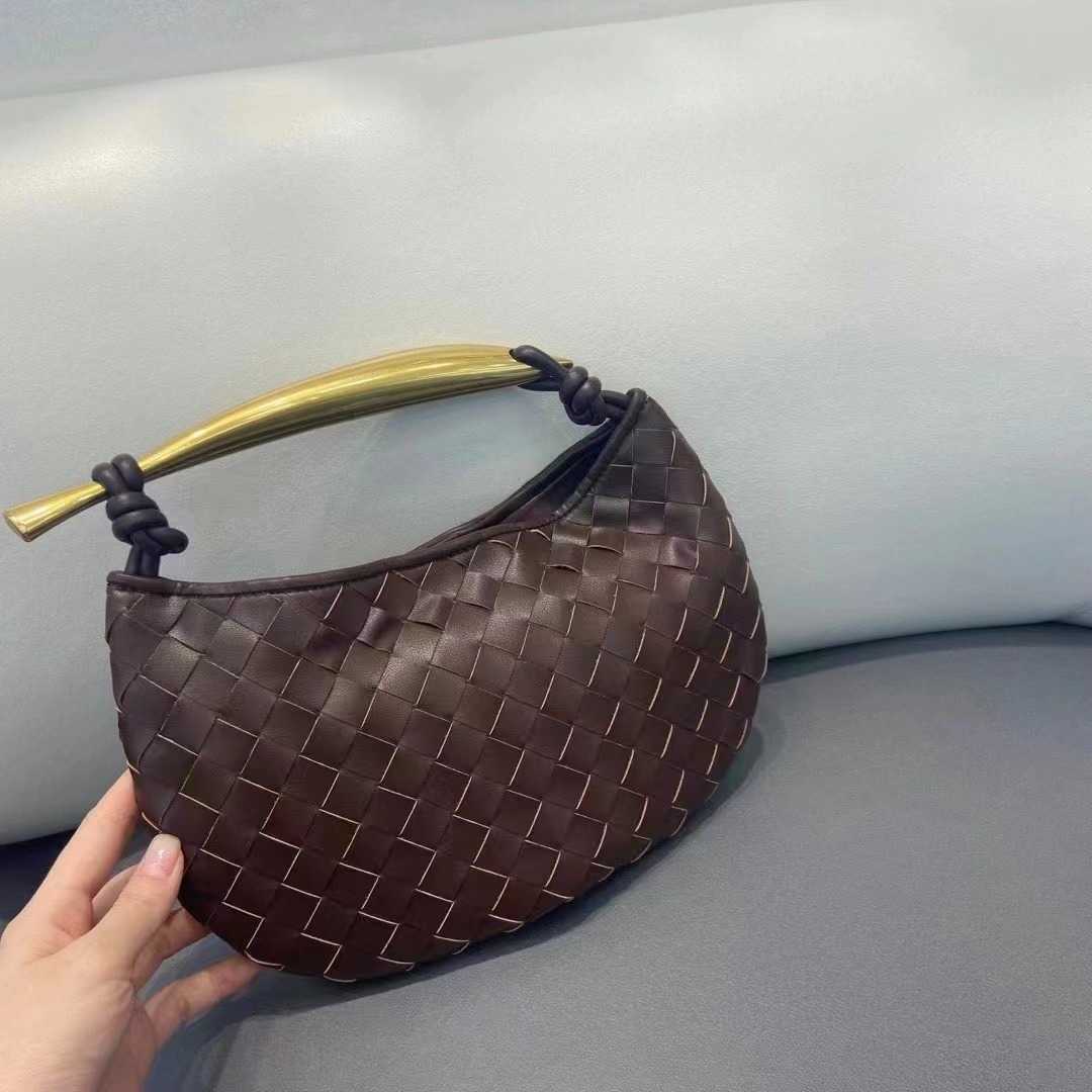 Borsa Bvs Designer Sardine annodate cucite a mano a specchio Qualità y Mezzo squalo Borsa con manico in metallo grande Borsa in pelle di vacchetta Borsa a cento paia Egwd