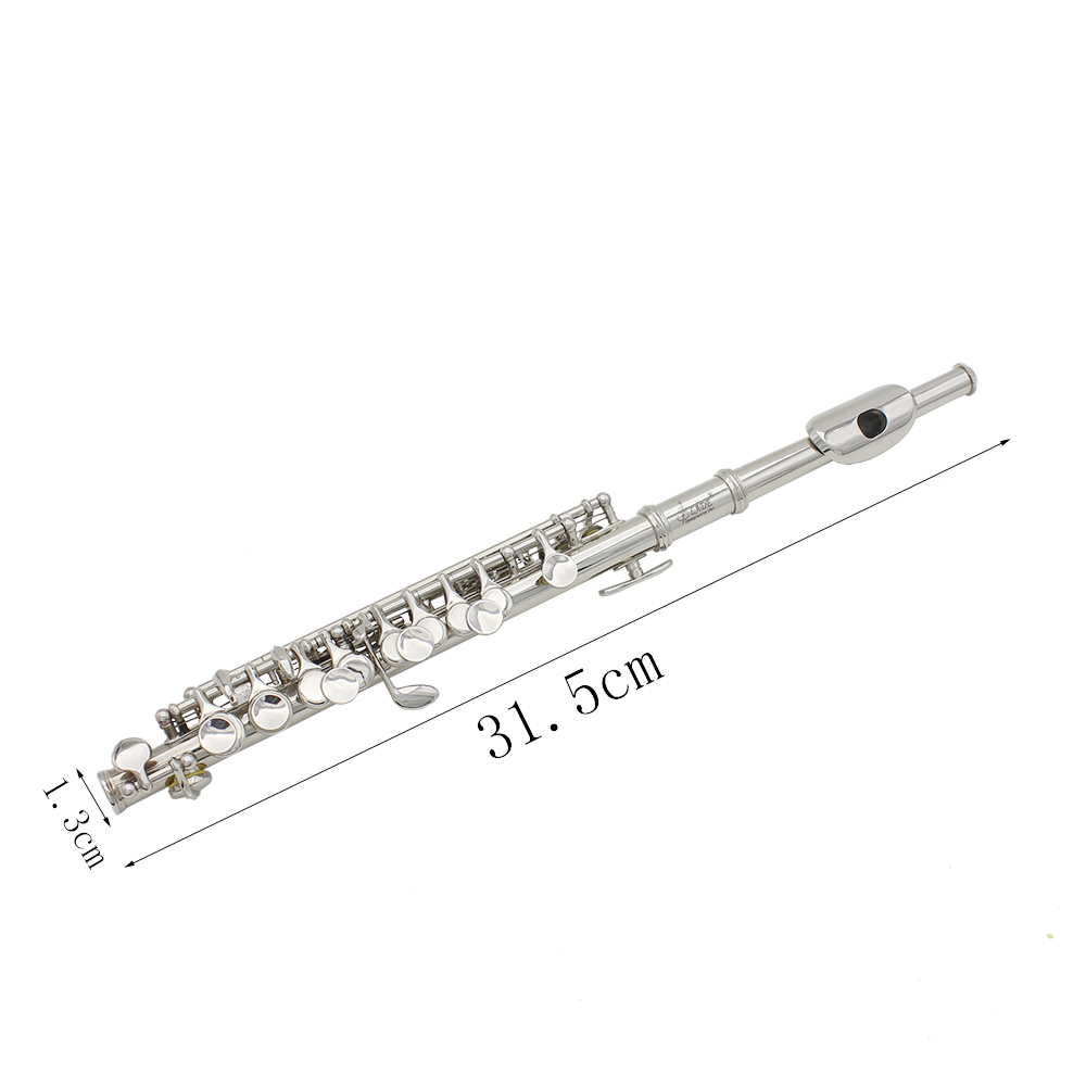 C Nyckel Piccolo Half Size Flute Silver Plated Mässing Piccolo med läderfodral