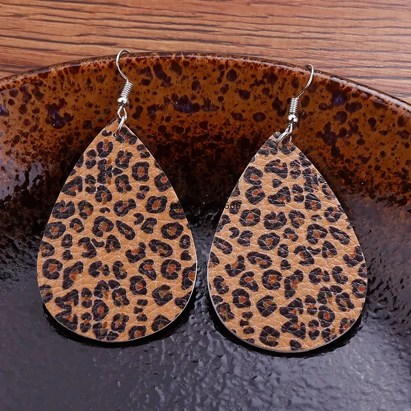 Retro Schmuck Leopard Print Wasser Tropfen Form Hoop Ohrringe Für Frauen Neue Design Vintage Temperament Party Hochzeit Geschenk