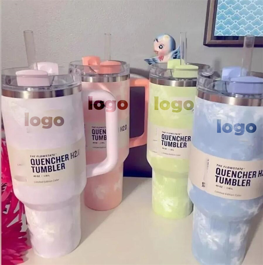 Watermelon Moonshine with Logo Quencher H2 0 40oz Tumblers Cups Silicone Handle Insulated Car Mugs With Frosted Lids Stainless Ste293P