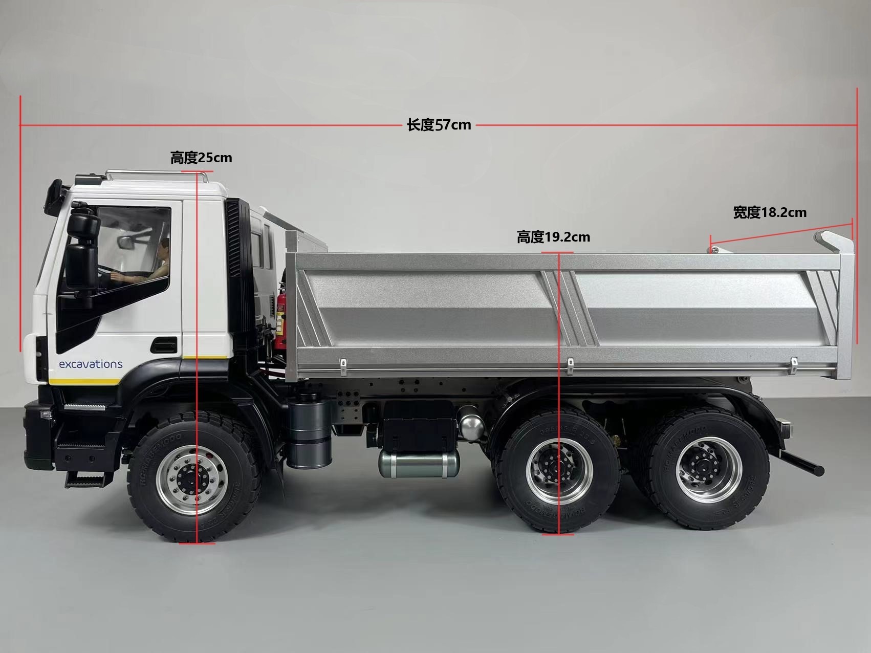 1/14 6x4 6x6 CNC Tamiya Lesu RC 트럭 트럭 Tipper 장난감 소년 선물을위한 유압식 덤프 트럭