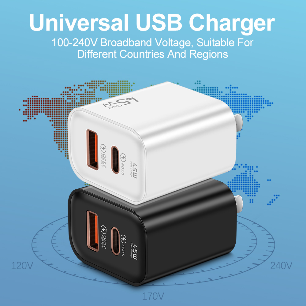 45Wポータブル充電器USB A+タイプC充電器アダプター用アダプターiPhone 15カーガドールパラ毛iPhone充電器45W