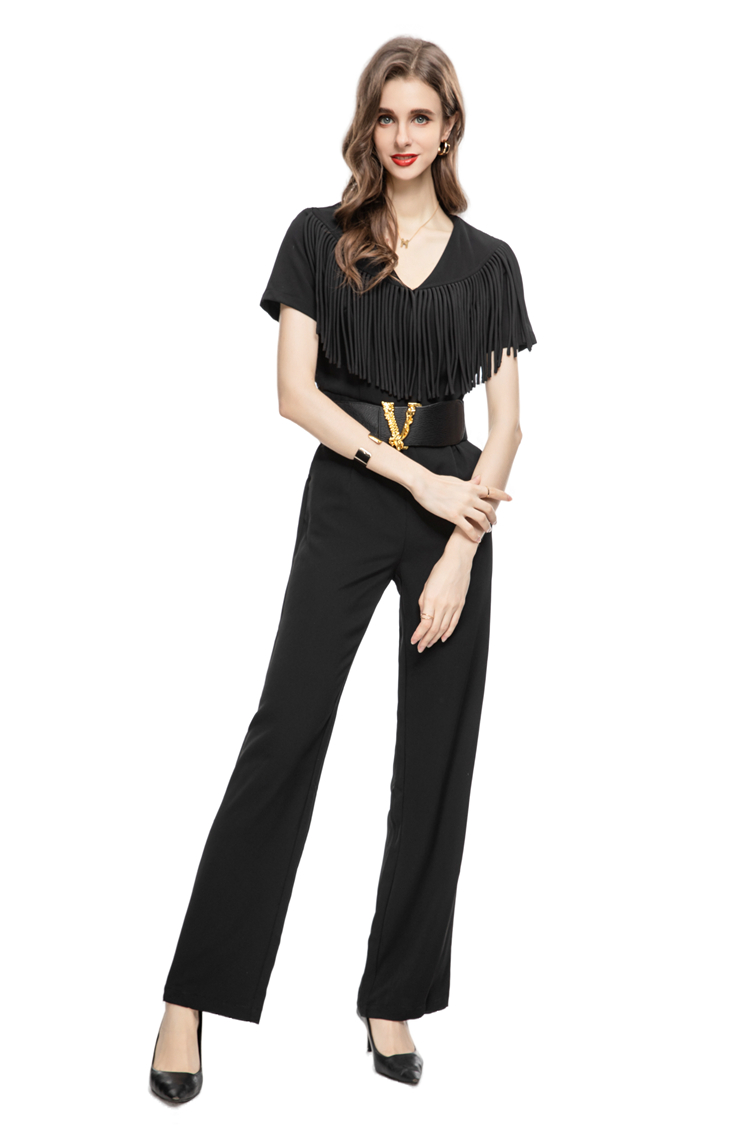 Dames Runway Jumpsuits Rompertjes Sexy V-hals Korte mouwen Kwastjes Detaillering High Street Fashion Designer Broeken