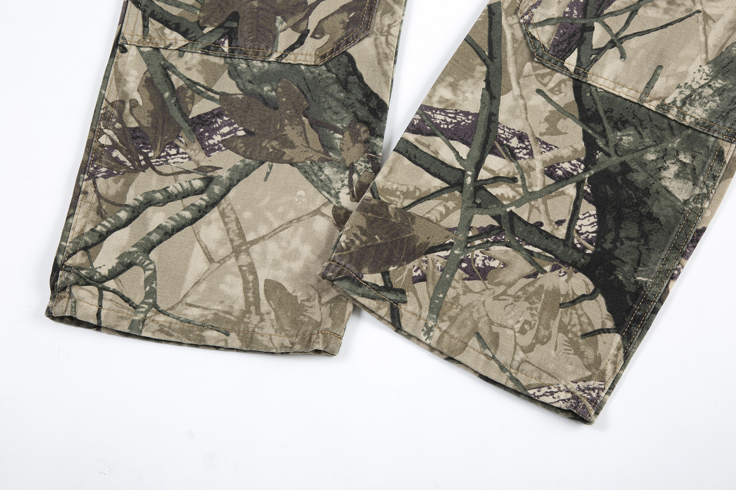 Pantalon de Camouflage High Street pour hommes, jean Baggy droit en Patchwork, pantalon surdimensionné