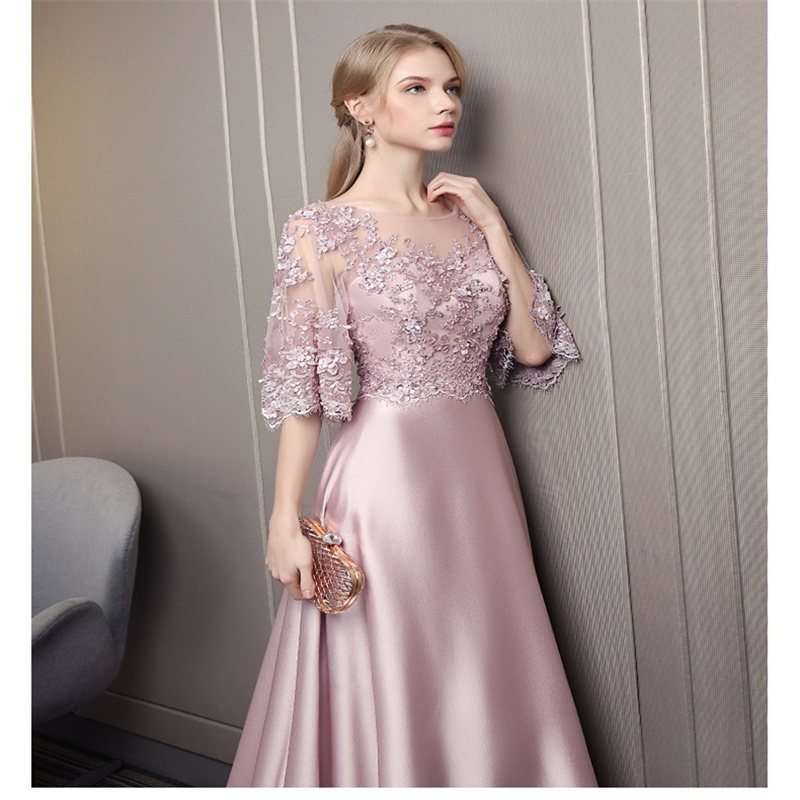 Appliques Lace Ladies Dresses For Special Occasions A-Line Evening Dresses Elegant Luxury Half Sleeves Guest Prom Party Gowns Plus Size