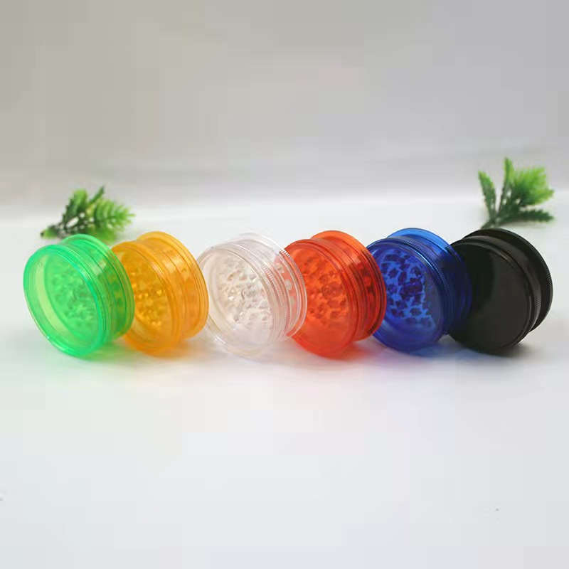 60mm Plastic Grinder Layer Tobacco Cigarettes Grinding Miller Dry Herb Crushers Colorful Smoking Pipe Accessorie Hand Muller Pepper Acrylic Mini Grinders