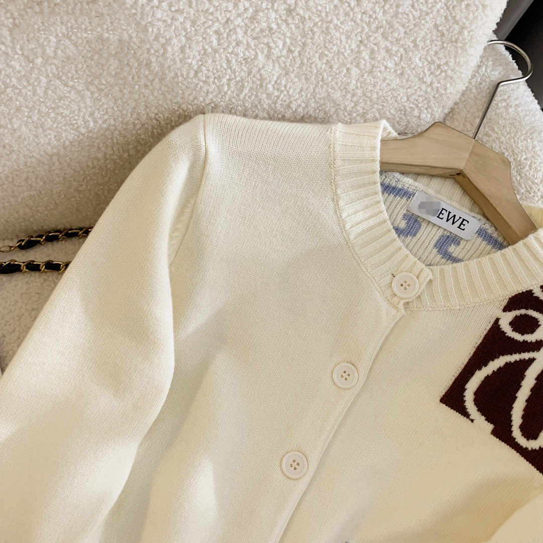 Chique vintage print wit designer gebreid vest preppy schattig button-up ronde hals jas met lange mouwen herfst Y2K esthetiek retro trui