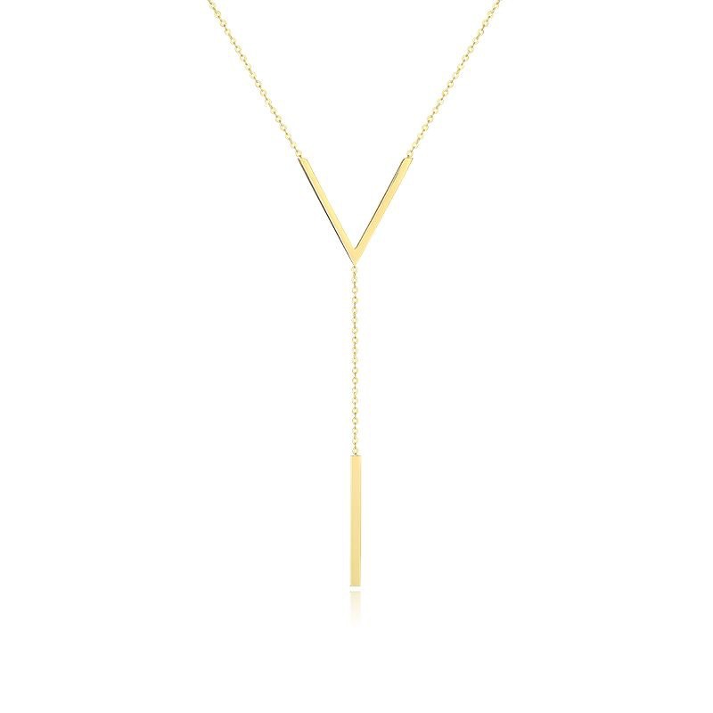 Breloque longue en forme de lettre V, personnalisée en acier titane, collier de styliste, chaîne de pull, bijoux de styliste pour femmes