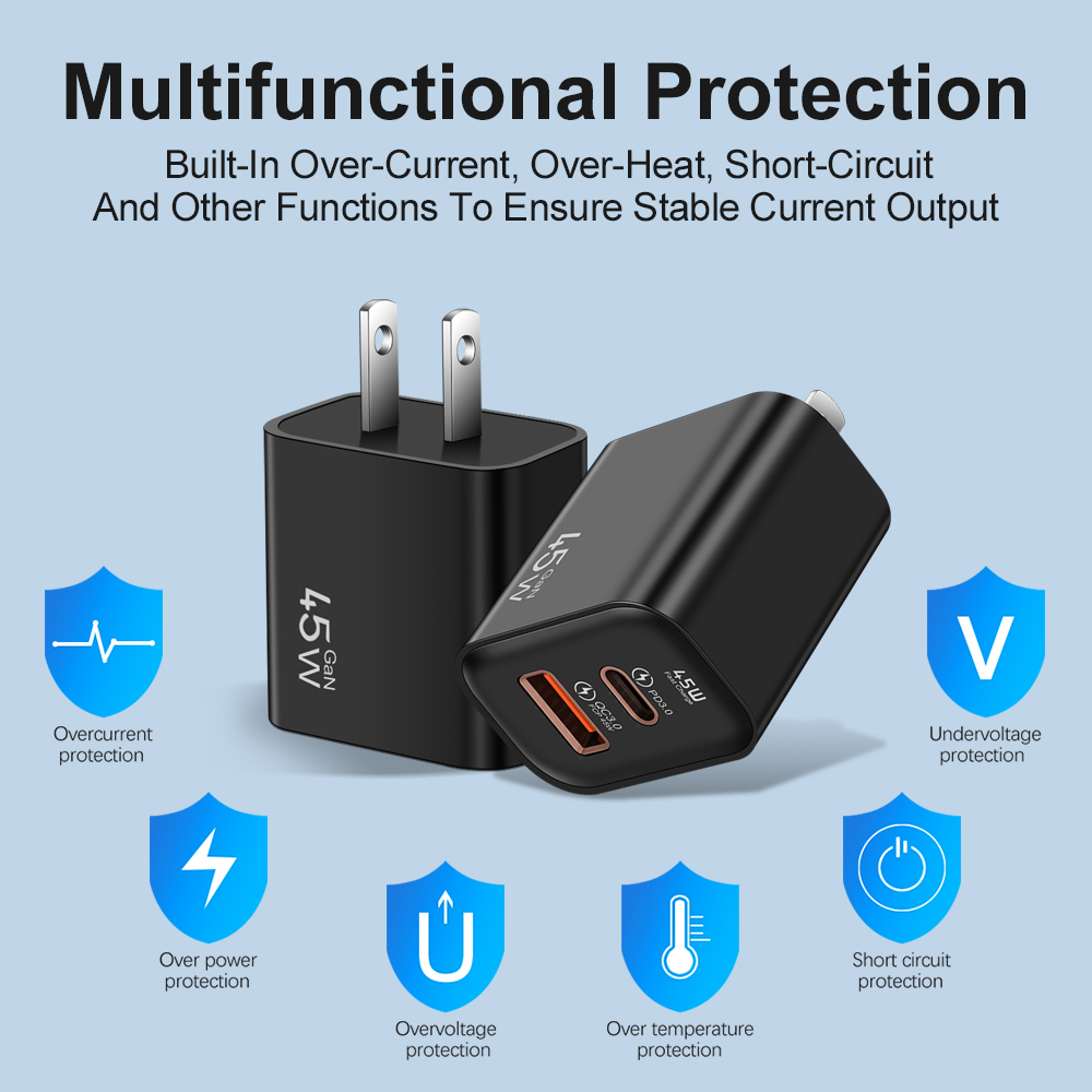 45W 빠른 충전기 USB Chargeur iPhone을위한 유형 C 충전기 어댑터 Samsung Cargadores Para Celular 스마트 폰 벽 충전기