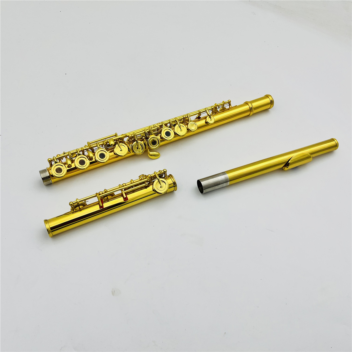 Margewate C Tune Flute 17 Keys öppnade hål Cupronickel Gold Lacquer Musical Instrument med Case Free Frakt