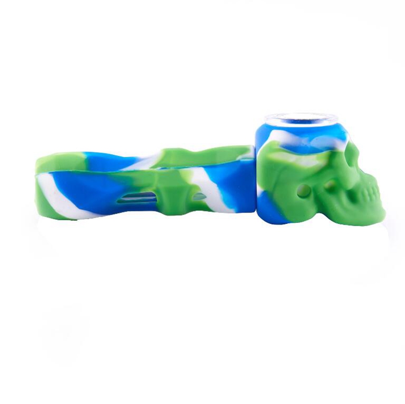 Colorful Halloween Silicone Pipes Demon Skull Style Portable Easy Clean Glass Nineholes Filter Screen Spoon Bowl Herb Tobacco Cigarette Holder Hand Smoking