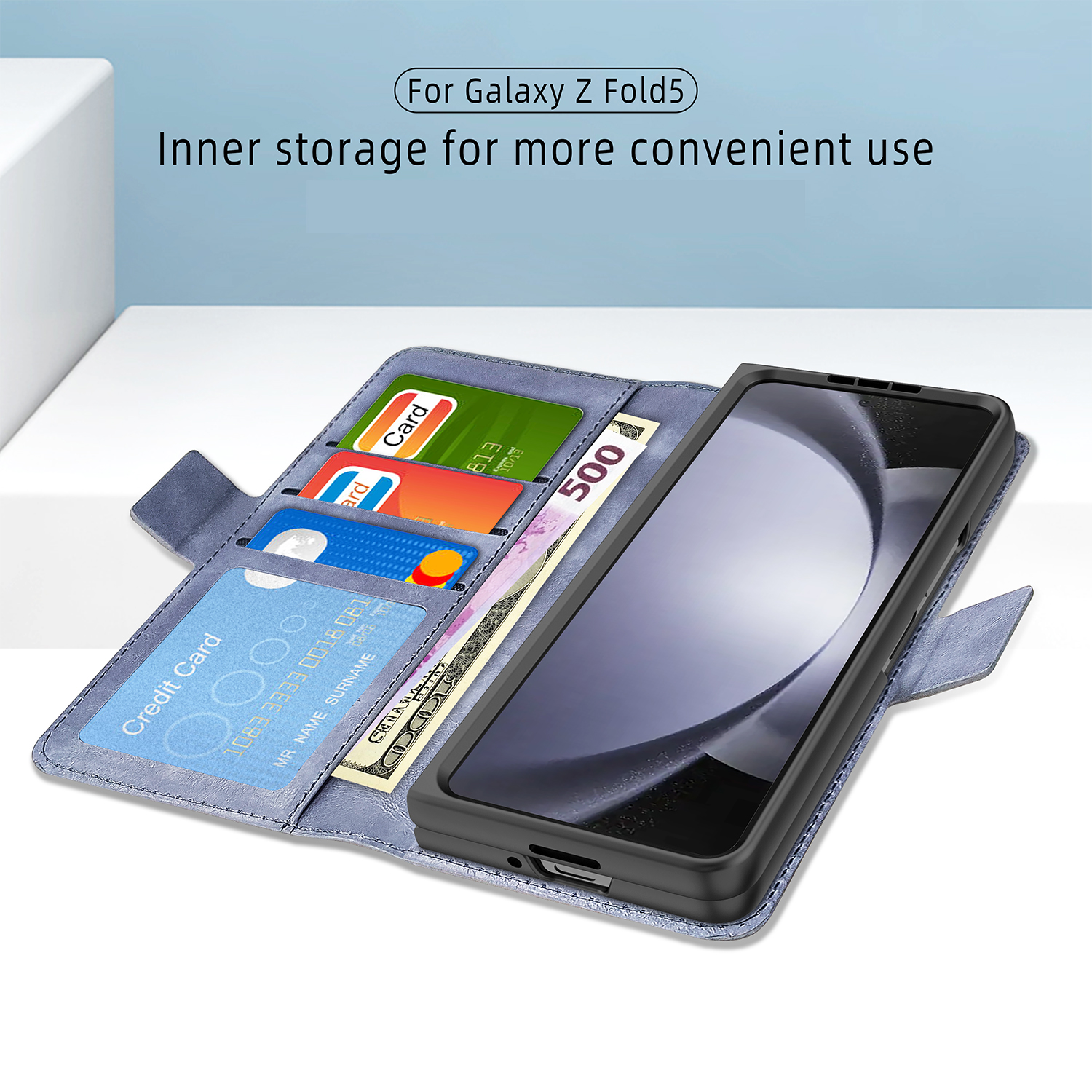 Samsung Galaxy Z Fold 5 Case Flip Book Pen Slot Wallet Card Protection CoverのためのPUレザー