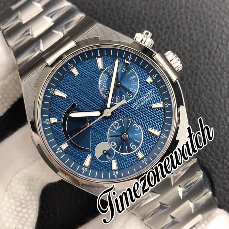 TWA New Overseas Dual Time 47450 A1222 Power Reserve Cal.1222 SC Orologio automatico da uomo quadrante blu con cinturino in acciaio inossidabile Orologi Timezonewatch E162A