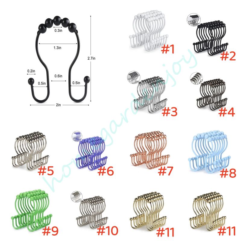 12 pzGanci Tende Da Doccia Anelli Tende Da Doccia Rullo In Acciaio Inox Anti-Ruggine Anti-Goccia Doppi Ganci Tende Bagno Q588