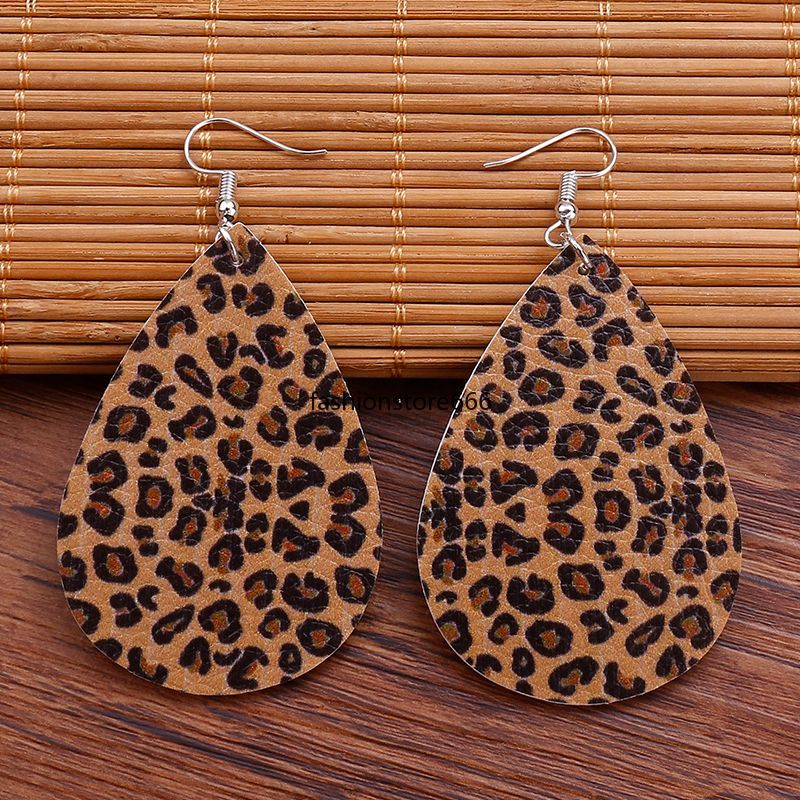 Retro Schmuck Leopard Print Wasser Tropfen Form Hoop Ohrringe Für Frauen Neue Design Vintage Temperament Party Hochzeit Geschenk