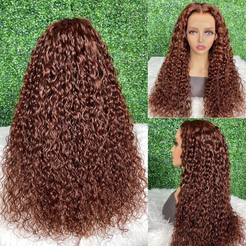 茶色の巻き巻き13x4 HDレース正面ウィッグglueless hair hair wig wave wave lace front wigsブラジルの130密度