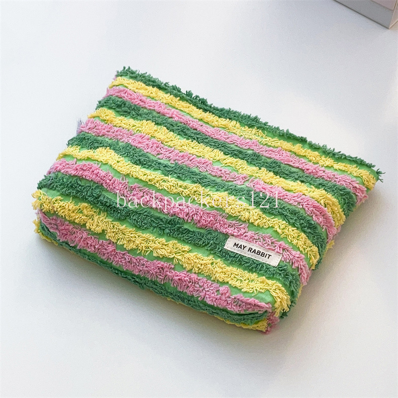 Clashing Stripes Cosmetic Bag Canvas Makeup Pouch Hand Travel Bags Lipstick Organizer Fall Fashion Zipper Copping Phone Purse