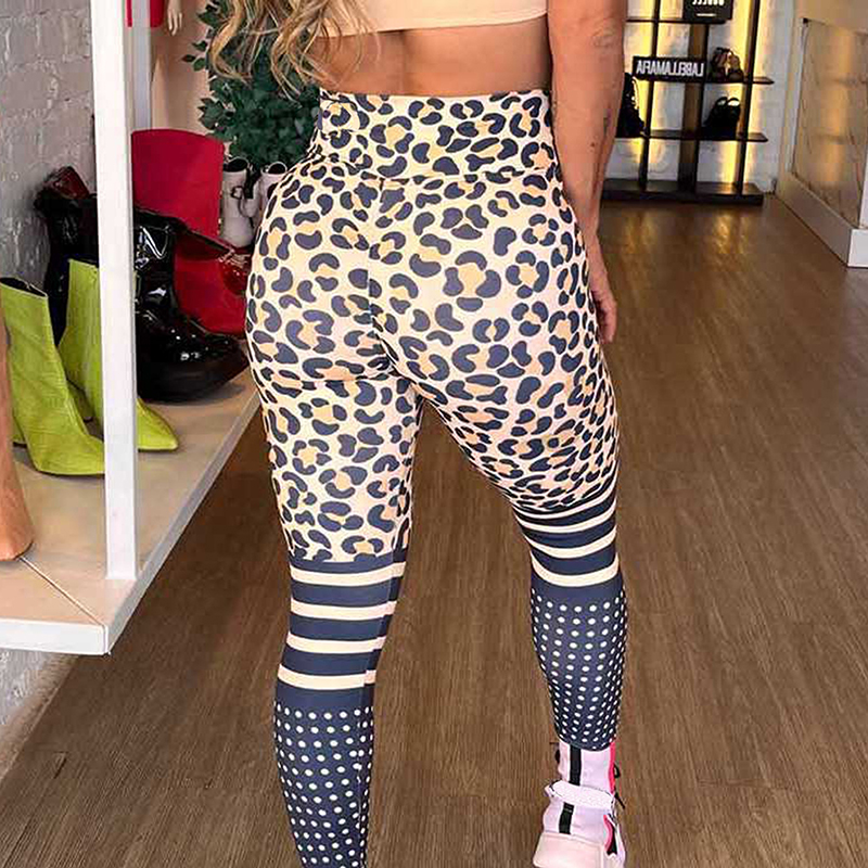 Leopard tryckt sexiga leggings kvinnor fitness leggins gym yoga byxor hög midja sport kvinnliga kläder