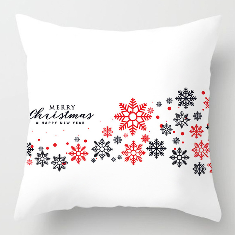 Hurtownia Amazon miękki krótki pluszowy Wesołych Świąt Snowflake Święty Mikołaj Claushrow Pillow Cover Home Sofa Cushion Cover 45x45cm