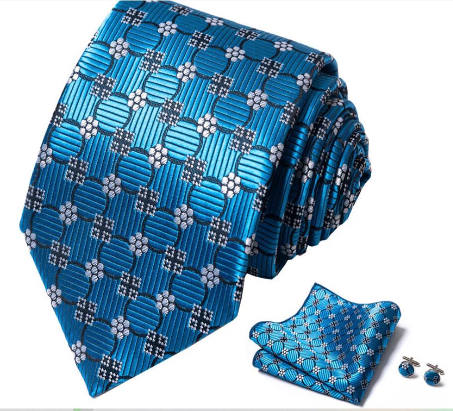 Erkek bağlar gündelik kravat seti boyun dacron yüksek kaliteli erkekler hanky cufflinks seti
