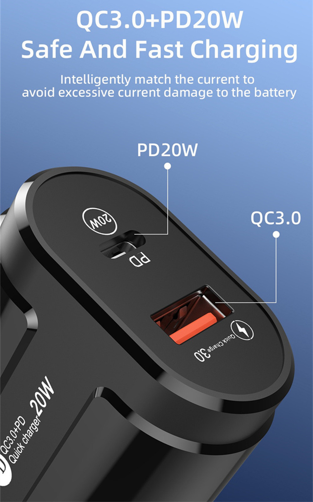 PD 20W chargeur rapide QC3.0 5V 2.4A type-c chargeur de téléphone universel chargeurs rapides muraux adaptateur secteur USB charge