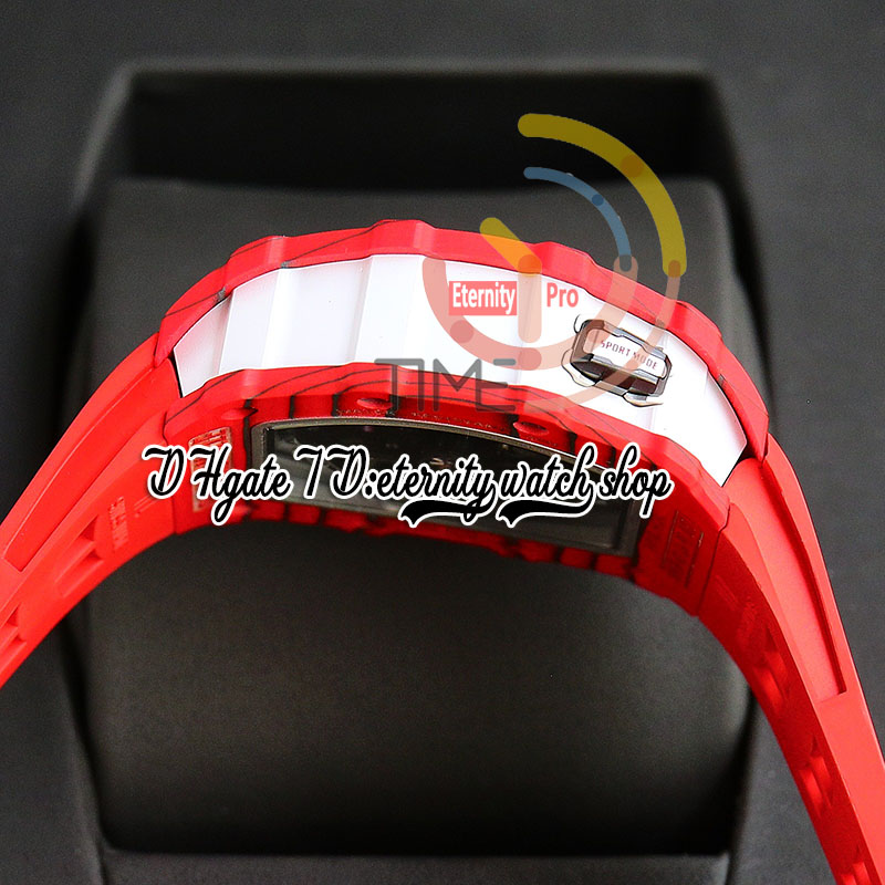 RRF 35-03 Beperkte versie Japan Miyota NH Automatisch herenhorloge Rood NTPT Koolstofvezel kast Skeleton wijzerplaat Witte rubberen band Sport Super Edition eeuwigheidshorloges