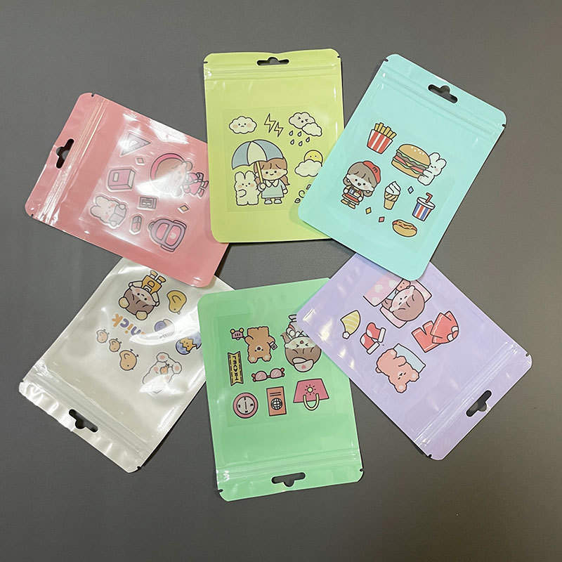 Sevimli Renk Plastik Ambalaj Çantaları Macarone Yeniden Yerleştirilebilir Sızdırmazlık Fermuar Çantası Telefon Elektronik Aksesuarlar Küpe Makyaj Kozmetik Perakende Depolama Kılıfları