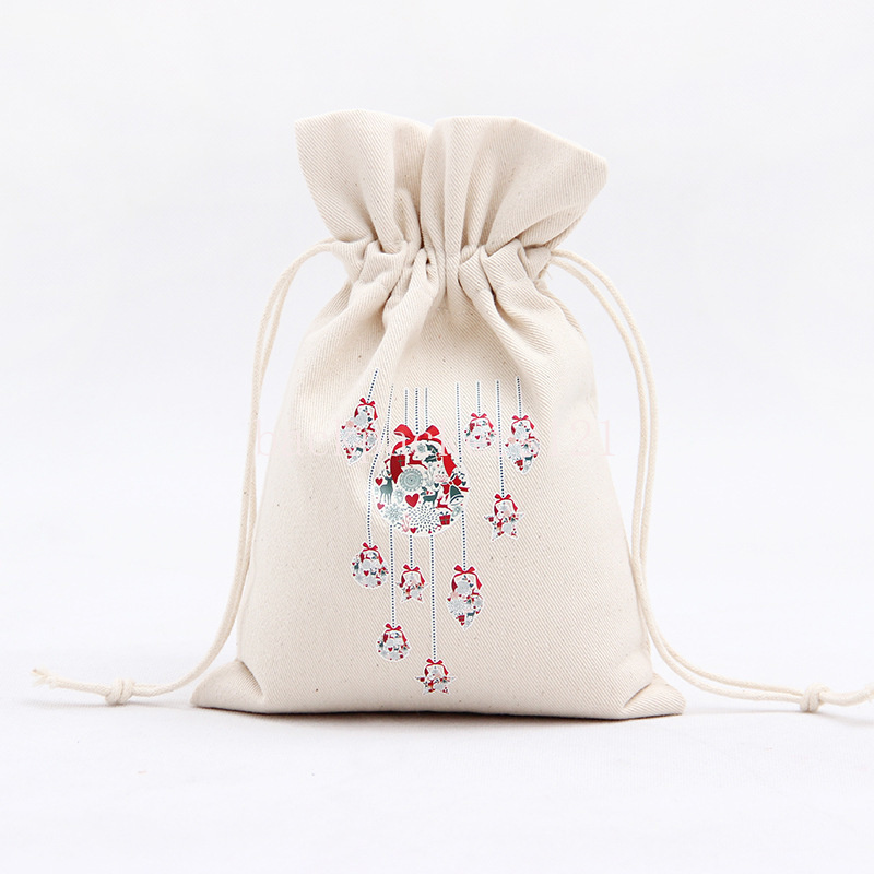 Saco de presente de cordão de natal bonito papai noel floco de neve elk lona sacos de armazenamento reutilizáveis festa de ano novo bolsa de doces 16x23.5cm