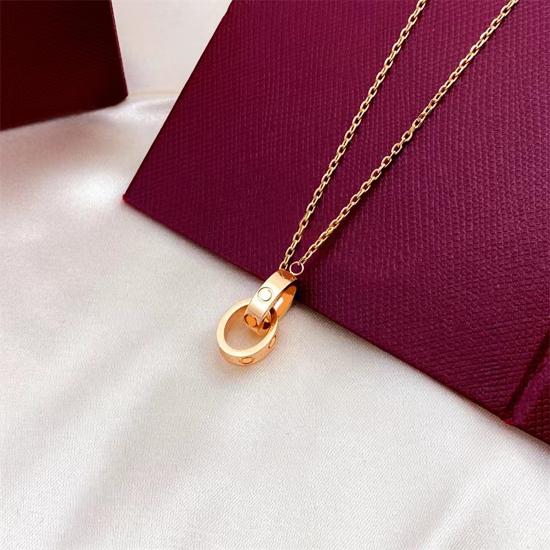 collana stilista collana cuore collana girocollo gioielli in oro catena da donna corda ciondolo doppio anello collane in oro con diamanti regalo festa di nozze in oro argento da donna