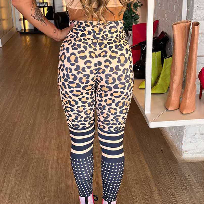 Leopard tryckt sexiga leggings kvinnor fitness leggins gym yoga byxor hög midja sport kvinnliga kläder