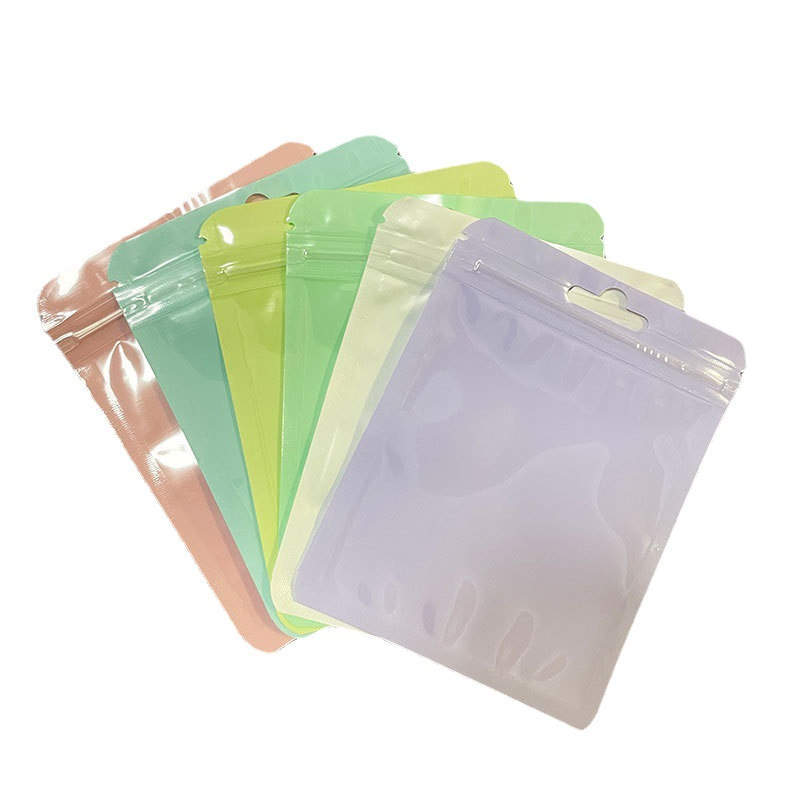 Sacs d'emballage en plastique de couleur mignonne Macarone pochette à fermeture éclair refermable pour téléphone accessoires électroniques boucles d'oreilles bijoux maquillage cosmétiques étuis de rangement au détail