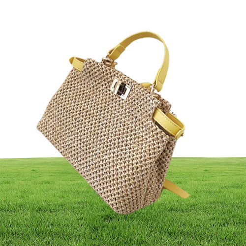 Weaven Square Tote Summer Novo bolsa de palha de alta qualidade Women039S Bolsa de designer Bolsa de viagens de praia Messenger5098182