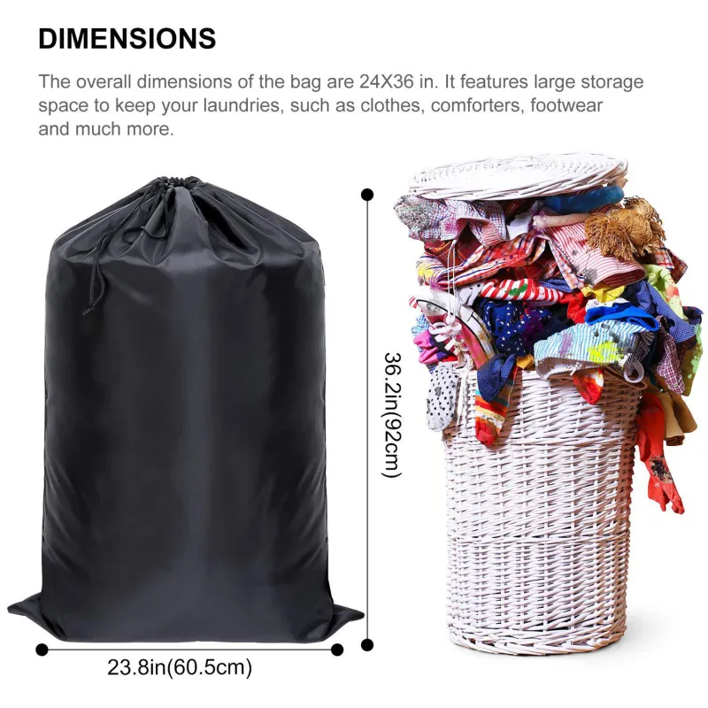 Bolsa grande de nailon para lavandería, bolsa de viaje, lavable a máquina, organizador de ropa sucia, bolsa con cordón de lavado, mochila de lavado