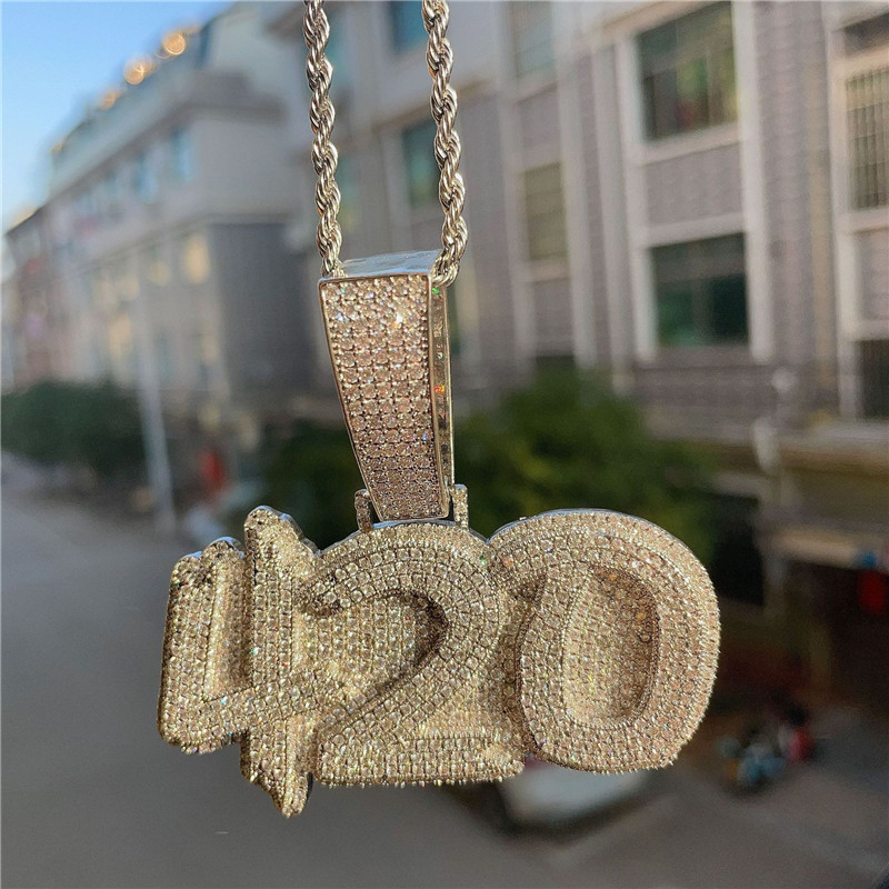 Pendentif Ice Out CZ pour hommes, lettre personnalisée, nom, Baguette, collier avec pendentif glacé, chaîne cubaine Miami