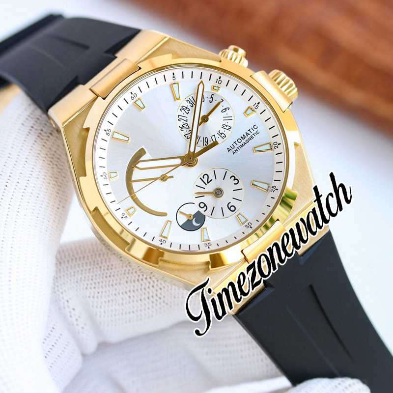 TWF Overseas Dual Time 47450 A1222 Orologio automatico da uomo in oro giallo 18 carati Riserva di carica quadrante bianco Bracciale in acciaio inossidabile Super Edition Orologi E171A