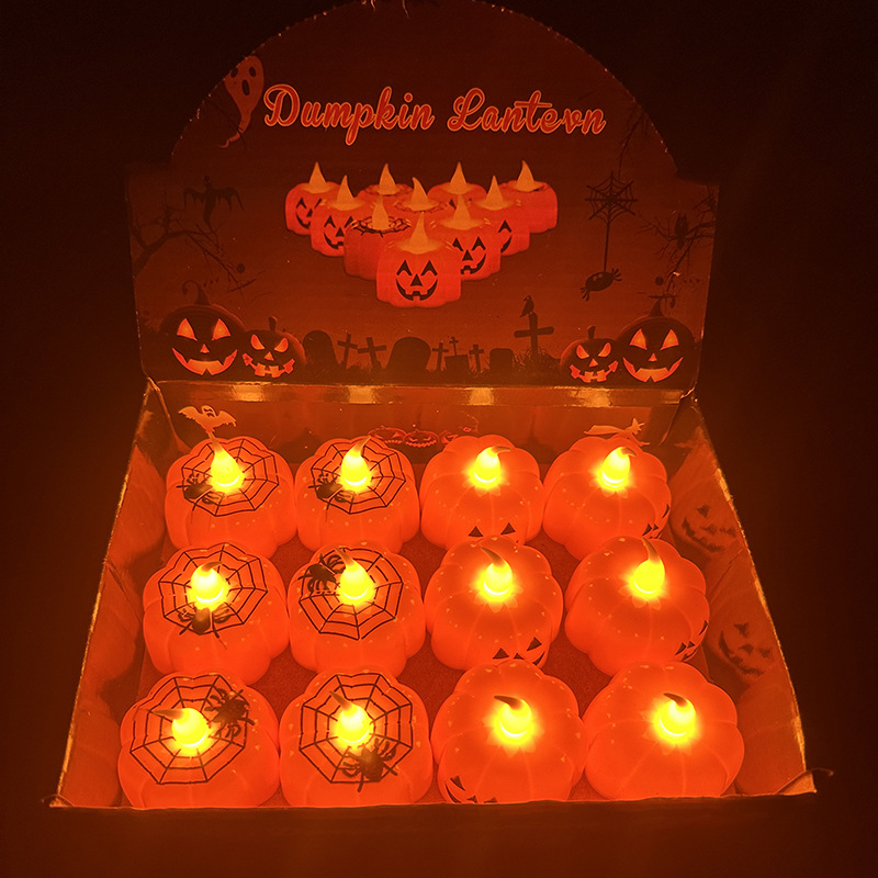 Halloween Led Rave Toy Party Decoration Luminous Pumpkin Lantern Ghost Festival Decorative LED Electronic Candle Lamp Party Props Small Night Light