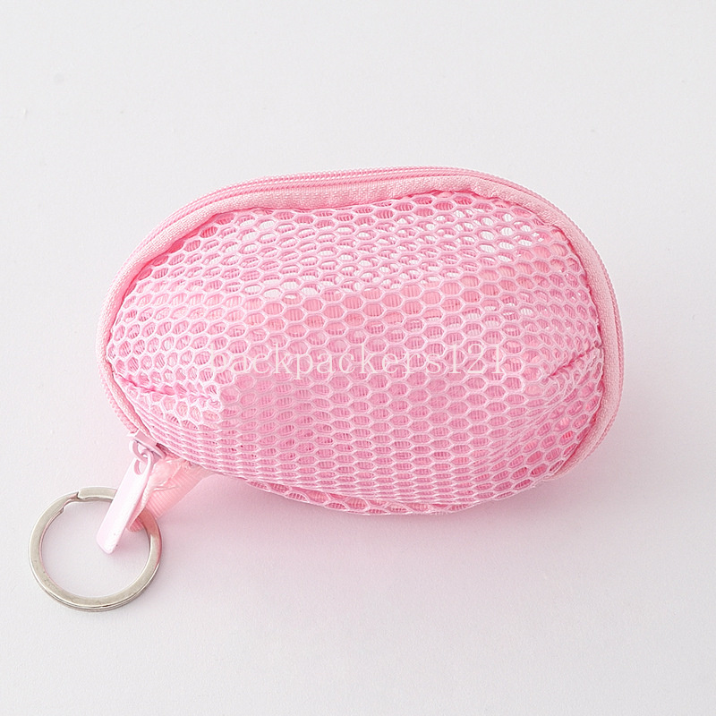 Hangable Small Mesh Coin Earphone Bags Girl Key Earphone Storage Bag Makeup Egg Dust Bags Storage Convenient Mini Makeup Bags