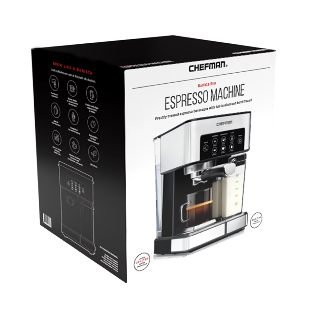 Chefman 1,8 l Barista Pro Espressomaschine, Edelstahl